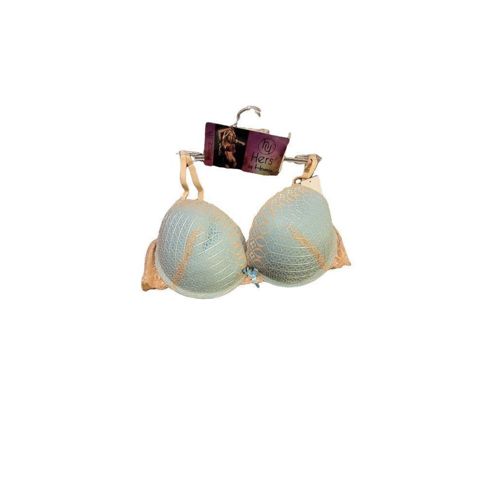 Hers by Herman Womens Green Tan Lace Normal Strap Wireless Demi Bra Size 34B